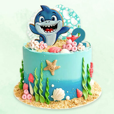 Baby Shark And Sea Creatures First Birthday Cake
